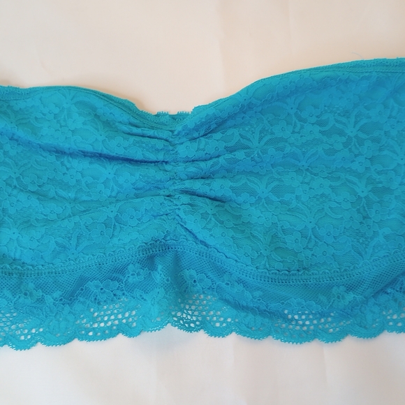 GILLY HICKS AERIE 3 Unlined Lace Bandeaus Strapless Bralettes Blue Lime Green L - Picture 7 of 10
